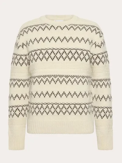 KnowledgeCotton Apparel Knitted Pattern Crew Neck Beige Stripe, kuva 1 / 1
