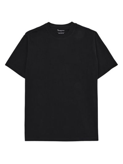 KnowledgeCotton Apparel Tee With Flaglabel Black Jet