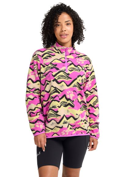 Jack Wolfskin Women's Paw Era 100 Print Half Zip naisten fleecepaita