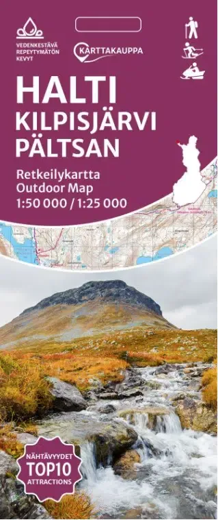 Karttakauppa Kilpisjärvi Pältsan 1:50 000 / 1:25 000 retkeilykartta, suomi