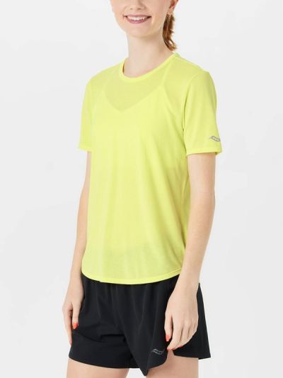 Saucony Stopwatch Short Sleeve Sunny Lime Heather - M