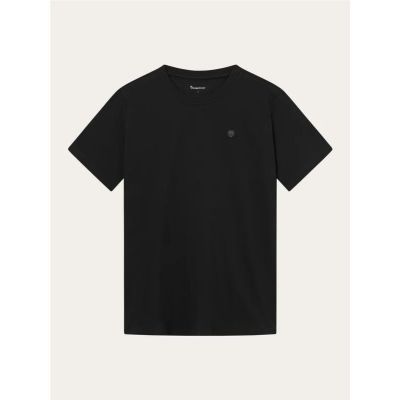 KnowledgeCotton Apparel LOKE badge tee - Regenerative Organic Certified Black Jet - S