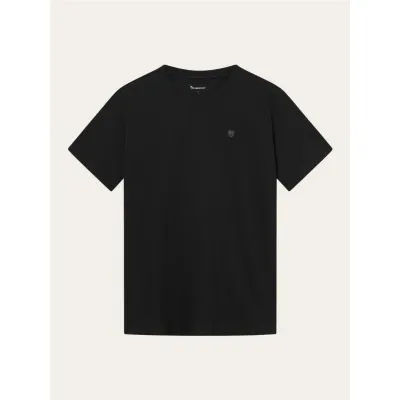KnowledgeCotton Apparel LOKE badge tee - Regenerative Organic Certified Black Jet - S, kuva 1 / 1