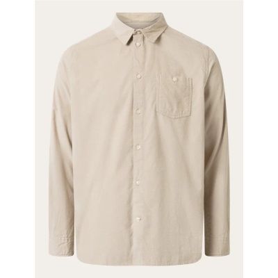 KnowledgeCotton Apparel Organic Cotton Corduroy Shirt GOTS Light Feather Gray - S