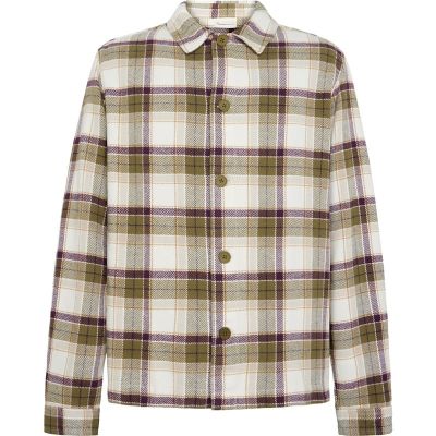 KnowledgeCotton Apparel Organic Cotton Flannel Overshirt GOTS Green Check - L
