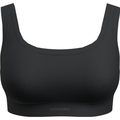 Icebreaker Women Merino Blend Rib Lotus Bra Black - M