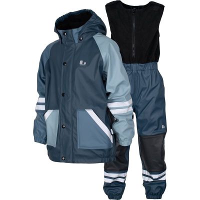 Lindberg Fagerhult Rain Set,Fleece Iron Blue/Blue - 110 cl