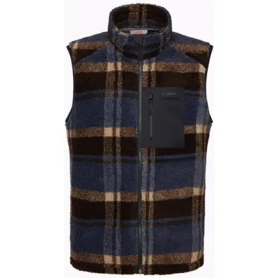 Varg M Funäs Pile Vest Earthy Blue Check - S, kuva 1 / 1