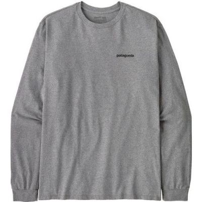 Patagonia M's L/S P-6 Logo Responsibili-Tee Gravel Heather - XS
