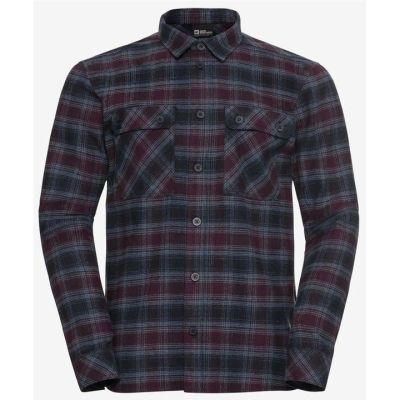 Jack Wolfskin Baja Flannel Shirt M Check Dark Navy - L