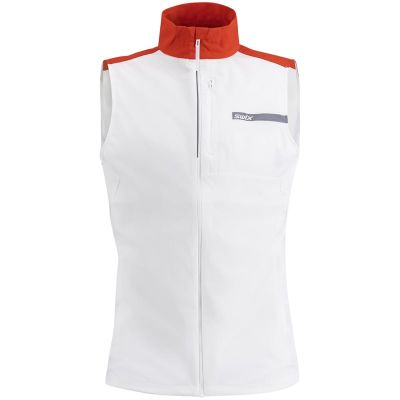 Swix V Roadline Wind Vest M Bright White/Fiery Red - L