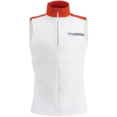 Swix V Roadline Wind Vest M Bright White/Fiery Red - XL