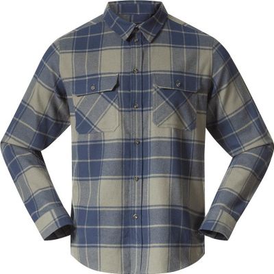 Bergans Nordmarka Flannel Shirt Men Green Mud/Navy Blue Check - S