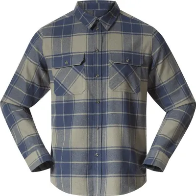 Bergans Nordmarka Flannel Shirt Men Green Mud/Navy Blue Check - S, kuva 1 / 1