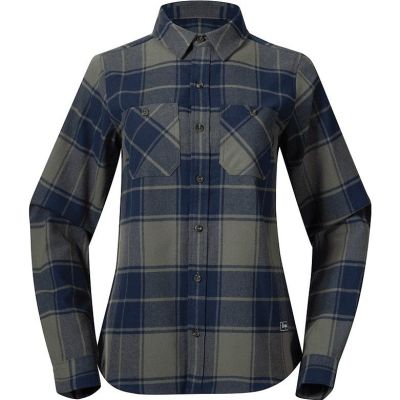 Bergans Nordmarka Flannel Shirt Women Green Mud/Navy Blue Check - XS