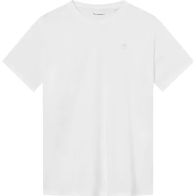 KnowledgeCotton Apparel Loke Badge Tee Bright White - L, kuva 1 / 1