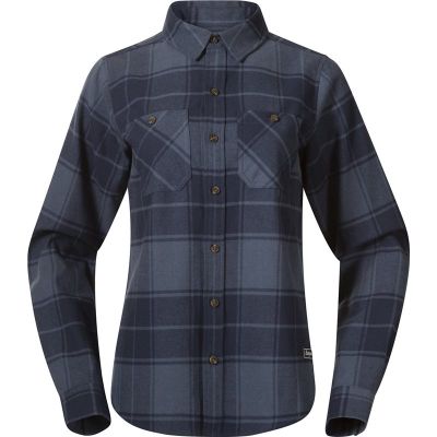 Bergans Nordmarka Flannel Shirt Women Granite Blue/Navy Blue Check - XL