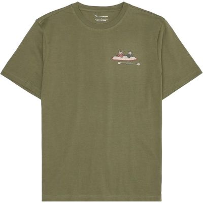 KnowledgeCotton Apparel Regular Sl Heavy Single Jersey Printed T-Shirt Burned Olive - S