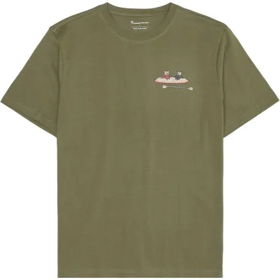 KnowledgeCotton Apparel Regular Sl Heavy Single Jersey Printed T-Shirt Burned Olive - S, kuva 1 / 1