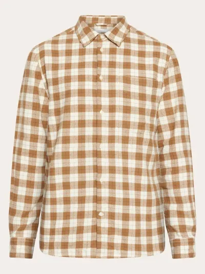 KnowledgeCotton Apparel Loose Fit CheckeredShirt Beige Check - M, kuva 1 / 1