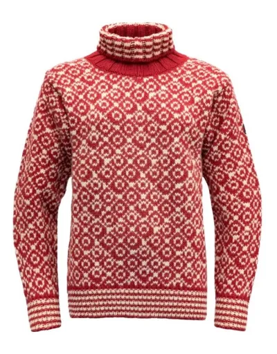 Devold Svalbard High Neck Sweater Hindberry/Offwhite - XL, kuva 1 / 1