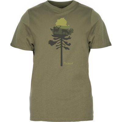 Pinewood Finnveden Recycled Outdoor T-SHIRT W Olive Mel Pine Tree - S