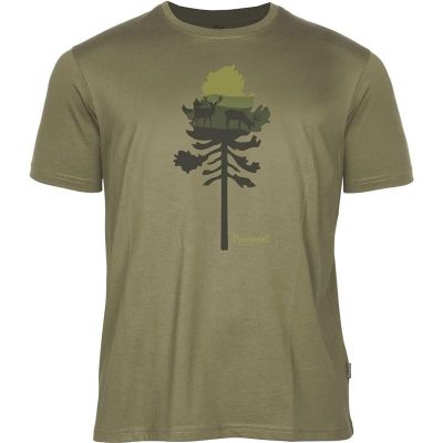 Pinewood Finnveden Recycled Outdoor T-SHIRT Olive Mel Pine Tree - S
