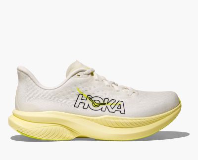 Hoka W Mach 6 White / Neon Hoka Citrus - 39 1/3