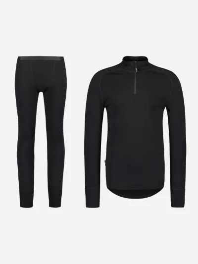 Merino Cordura Half-Zip -paita & housut -kerrasto Svala Musta, kuva 1 / 1