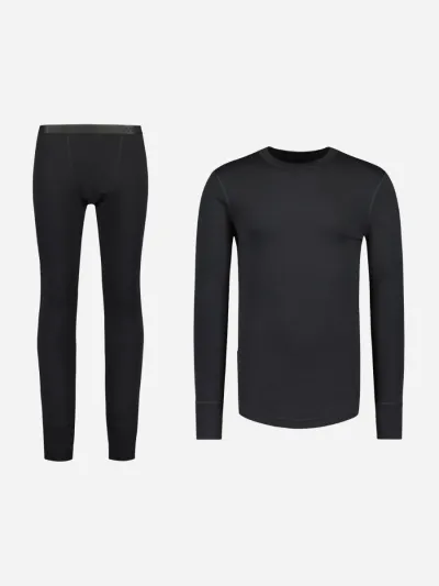 Merino Cordura O-neck -paita & housut -kerrasto Svala Musta, kuva 1 / 1