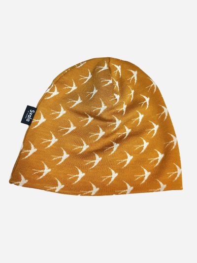 Merino Design -Pääsky, myssy Svala Okra/valkoinen M