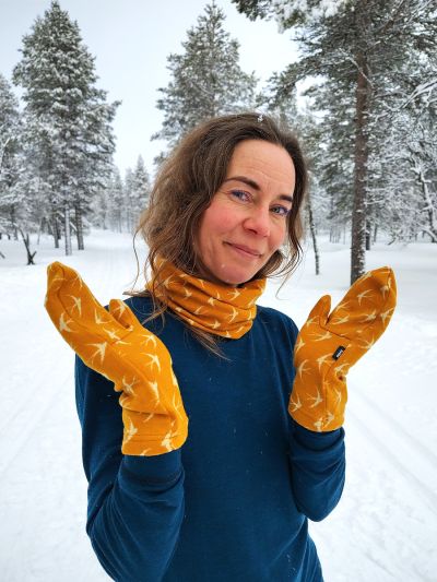 Merino Design -Pääsky, putkihuivi Svala Vaaleansininen/tummansininen yksi koko