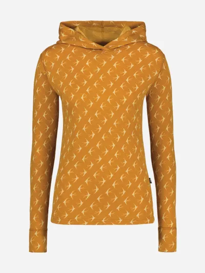 Merino Design naisten huppari, Pääsky Okra/valkoinen Svala 36