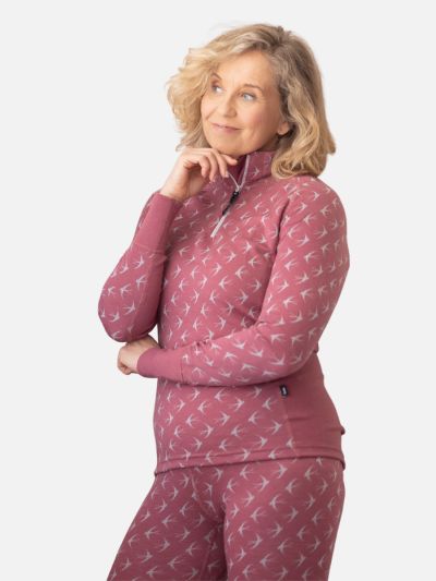 Merino Design naisten Zip-neck paita Pääsky Calluna/Harmaa Svala 44+