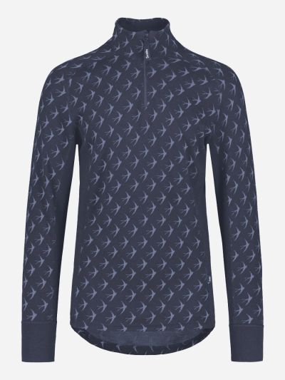 Merino Design naisten Zip-neck paita Pääsky Vaaleansininen/tummansininen Svala 46+