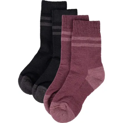 Lindberg Vandra Wool Socks, 2-P Black/Dry Rose - 21-24