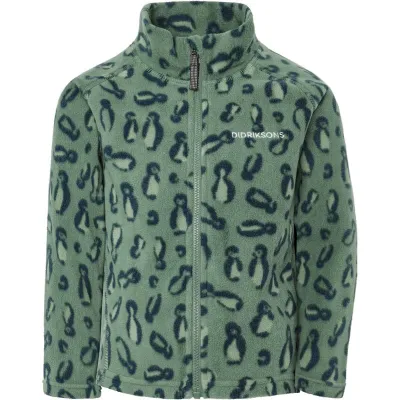 Didriksons Monte Printed Kids' Full-Zip Penguino Green - 90, kuva 1 / 1
