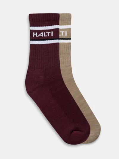 Halti Merinovillasukat, 2 paria Fudge Maroon/Apple Cinnamon, kuva 1 / 1