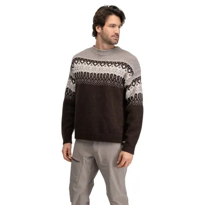 Bergans Steiro Knitted Wool Jumper Dark Chocolate/Rock Taupe/Creme - M