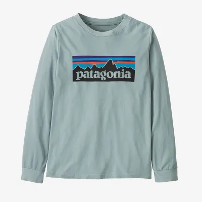 Patagonia K's L/S P-6 Logo T-Shirt Thermal Blue - S