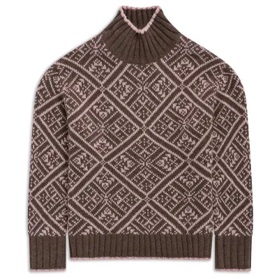 Bergans Vega Knitted Wool Jumper Women Hot Cocoa/Faded Pink - M