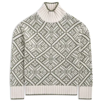 Bergans Vega Knitted Wool Jumper Women Creme/Green Mud - XL